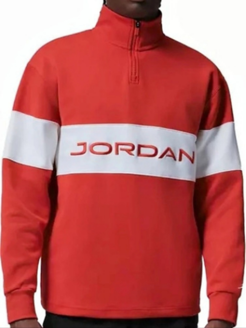 Jordan Dri-Fit Golf Quarter-Zip Fleece Pullover Red/White